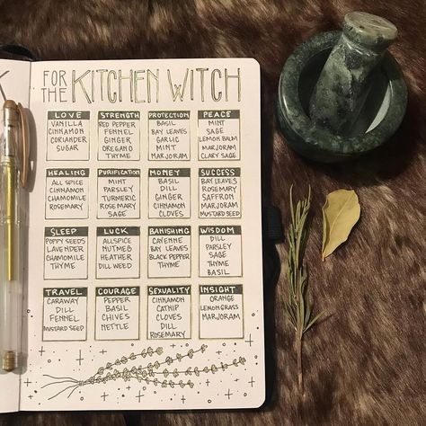 A guide to some Kitchen Witch essentials for my own reference. What are your favorite herbs? 🌱🌿🌱🌿 . . #bujo #bulletjournal #handlettering… Witch Essentials, Christian Witch, Witchy Business, Kitchen Witch Recipes, Witch Herbs, Witch Stuff, Kitchen Witchery, Eclectic Witch, Witch Gift