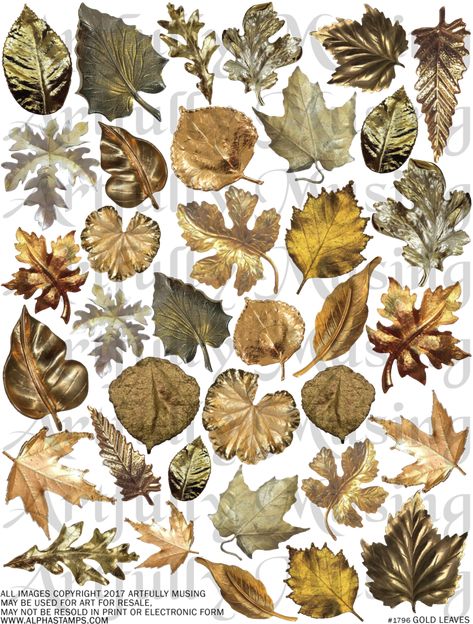 Crown tutorials and collage sheets Design For Collage Making, Leaves Stickers Printable, Vintage Stickers Printables, Vintage Design For Scrapbook, Leaves Collage, Leaf Collage, Gold Embossing, Leaf Crown, Leaf Designs