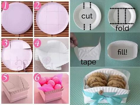 Great idea for party favors Paper Plate Box, Diy Honeycomb, Idee Babyshower, Diy Summer Crafts, Awesome Crafts, Dining Room Art, Diy Calendar, Weaving Yarn, Jw Gifts