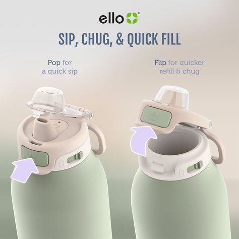 REFILL WITH EASE: PATENTED QUICK FILL™ TECHNOLOGY. Elevate your hydration experience with the Pop & Fill insulated stainless steel water bottle featuring a convenient push-button lid and a secure locking mechanism. The innovative leak-proof Quick Fill™ lid pops open for easy refills, making inconvenient twist caps a thing of the past. Equipped with a silicone spout and internal straw, Pop & Fill gives you the option to sip easy or chug effortlessly, catering to your every hydration need. Plus, p