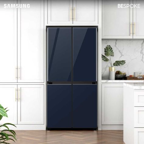 Samsung Bespoke Fridge, Bespoke Fridge, Bespoke Refrigerator, Kitchen Cabinets Color Combination, Custom Refrigerator, Glass Fridge, Samsung Bespoke, Banquet Seating, Cabin Kitchens