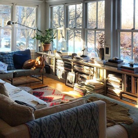 home libraries – findingtimetowrite Interior Boho, A Living Room, Home Library, Farmhouse Living, Large Windows, Home Fashion, Cozy House, Home Living Room, Home Deco