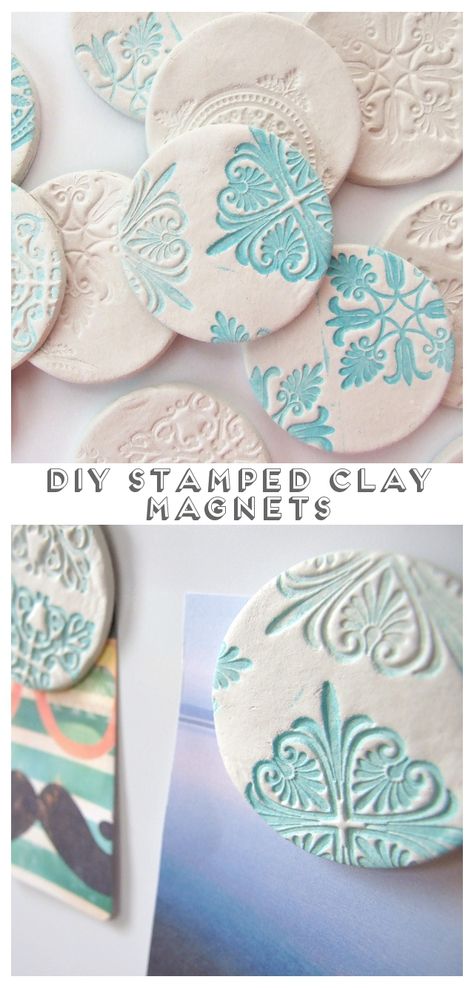 Stamped Clay, Clay Christmas Decorations, Clay Magnets, Air Dry Clay Projects, Diy Stamp, Clay Ornaments, Salt Dough, Dry Clay, Diy Clay