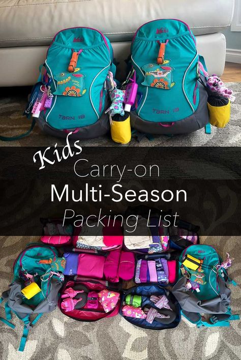 What to Pack for Kids Multi-Season Travel in Carryon Only Packing List Kids, Kids Travel Bags, Salford City, Flying With Kids, Carry On Packing, Packing Kids, Holiday Packing, Toddler Travel, Vacation Deals