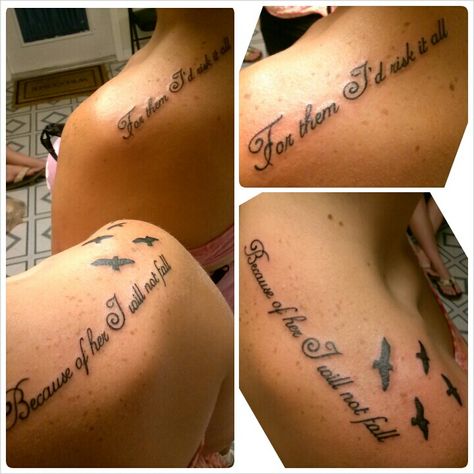 Mother daughter tattoos! For them I'd risk it all. Because of her I will not fall. Tattoo lettering. Risk It All Tattoo, Mother Daughter Quote, Tattoo Ideas Family, Tattoo Mother Daughter, Tattoo Mother, Quotes Daughter, Forearm Tattoo Quotes, Mom Daughter Tattoos, Quote Tattoos Girls