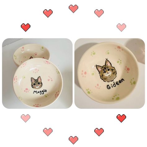 Ceramic Cat Bowl, Clay Cafe, Handmade Ceramic Bowls, Personalized Dog Bowls, Spoiled Pets, Cafe Ideas, Cat Bowl, Ceramic Cat, Favorite Meals