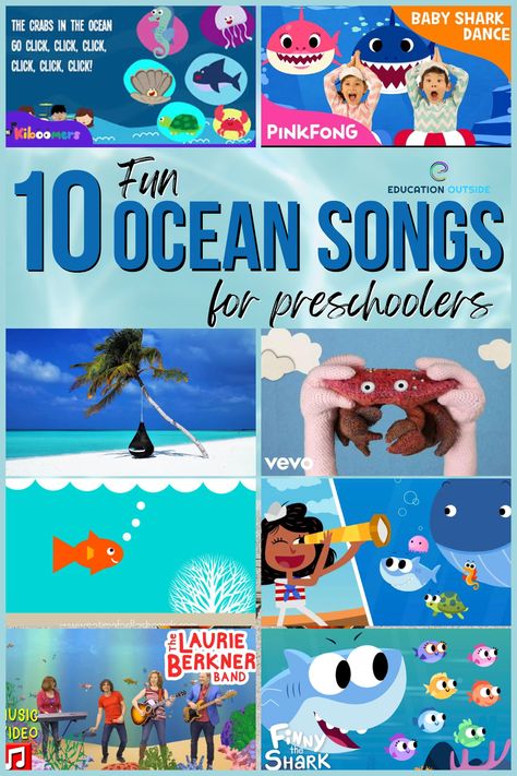 Under The Sea Songs For Preschool, Ocean Music And Movement Preschool, Under The Sea Songs, Letter Sound Song, Songs For Preschoolers, Songs Preschool, Morning Baskets, Movement Preschool, Preschool Music Activities