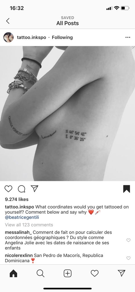 Coordinates Tattoo Ribcage, Latitude Longitude Tattoo, Coordinates Tattoo Placement, Coordinate Tattoo Ideas, Coordinates Tattoo, 2023 Goals, Side Tattoos, Tattoo Placement, Piercing Tattoo