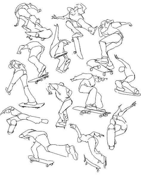 Skateboard Drawing, Skate Art, Gesture Drawing, Poses References, Skateboard Art, Design Challenge, Figure Drawing Reference, Blog Website, Art Poses