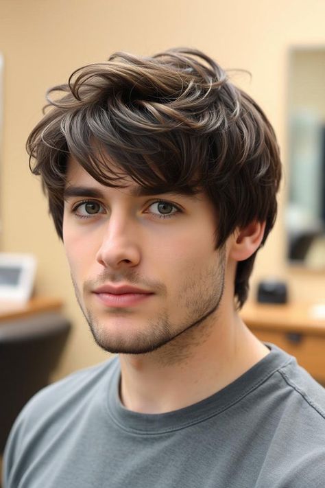 Tousled Texture Male Haircut, Modern Men Hairstyle, men haircut Volume Hair Men, Tousled Hair Men, Young Mens Hairstyles, Male Hairstyle, Longer Layers, Young Men Haircuts, Male Haircut, Wedding Color Schemes Spring, Cowboy Outfit