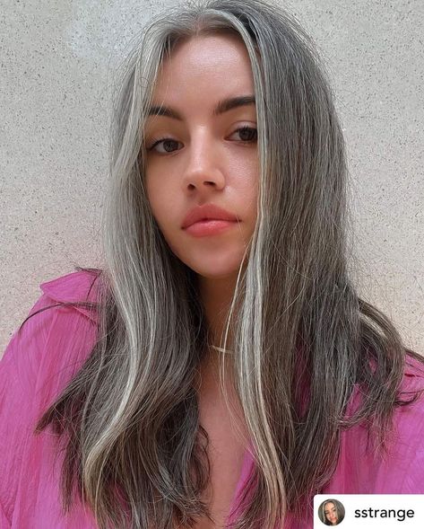 Hairstyles With Human Hair, Lilac Grey Hair, Lace Front Hairstyles, Front Hairstyles, Grey Hair With Bangs, Gray Hair Color Ideas, Gray Hair Color, Dramatic Hair, Gorgeous Gray Hair