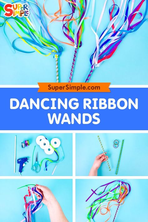 Dancing Crafts For Preschoolers, Diy Fairy Shoes How To Make, Dancing Ribbon Wands, Ribbon Wands For Kids, Diy Ribbon Wand, Ribbon Crafts For Kids, No Mess Crafts, Things To Do With Ribbon, Ribbon Twirling