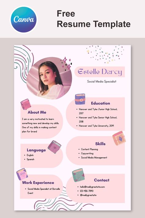 Pink Pastel Aesthetic Magical Resume Pink Resume Template, Aesthetic Resume Template, Aesthetic Cv Template, Resume Template Aesthetic, Cute Resume Template, Cute Cv Design, Aesthetic Cv Graphic Design, Portfolio Design Graphic Designers Ideas, Best Portfolio Design Ideas