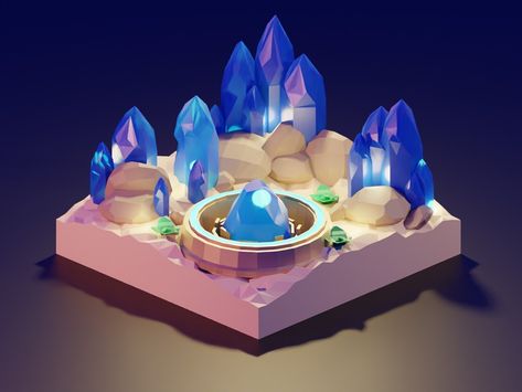 Low Poly Crystal, Low Poly Desert, 3d Isometric, 3d Map, Poly Art, 3d Blender, Game Style, Isometric Art, Low Poly Art