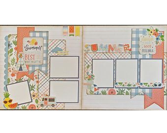 LilMissysPaperScraps on Etsy Two Page Scrapbook Layouts, Scrapbook Room Organization, Scrapbook Box, Scrapbook Generation, Scrapbook Design Layout, Beautiful Scrapbook Layouts, 12x12 Scrapbook Layouts, Paper Piecing Scrapbooking, Scrapbooking Layouts Baby