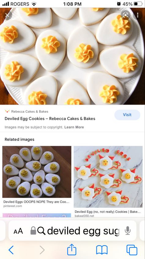 Deviled Egg Cookies, Egg Shaped Cookies, Funky Food, Egg Cookies, Spring Baking, No Egg Cookies, Deviled Egg, Cookie Ideas, Cabin Fever