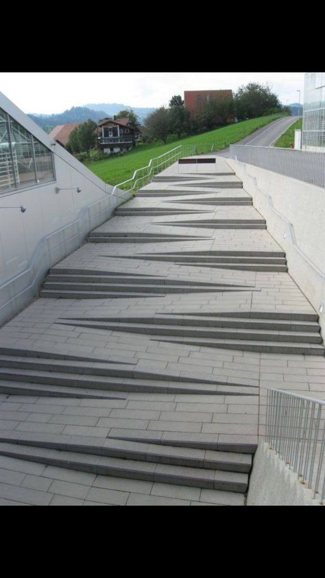 Landscape stairs & ramps Ramps Architecture, Ramp Stairs, Landscape Stairs, Ramp Design, Stairs Architecture, Outdoor Stairs, Have Inspiration, Universal Design, Staircase Design