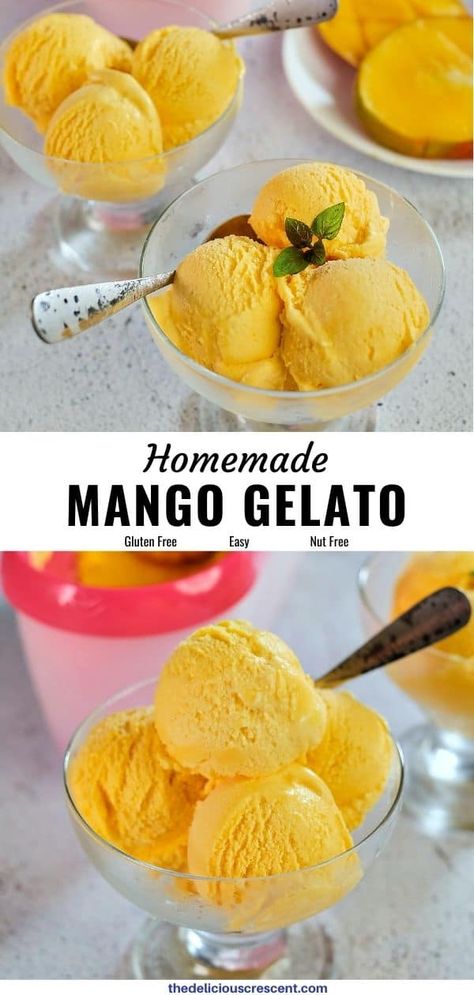 Easy Gelato Recipe, How To Make Gelato Homemade, Home Made Gelato, Vegan Gelato Recipe, Gelato Recipes For Ice Cream Maker, Homemade Gelato With Ice Cream Maker, Mango Gelato Recipe, Gelato Recipe Homemade, Frozen Mango Recipes