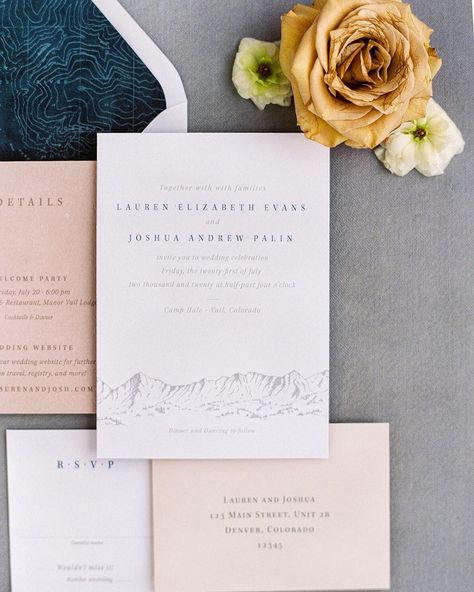 Mountain Wedding Invites, Drawn Mountains, Mountain Wedding Invitation, Minted Wedding Invitations, Mountain Wedding Invitations, Mountain Drawing, Mint Wedding, Letterpress Wedding Invitations, Invitation Ideas