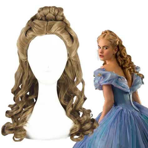 Cinderella Long Curly Brown Cosplay Wig Cinderella Wig, Mad Hatter Cosplay, Emily Stone, Brown Cosplay, Cinderella Hair, Brave Merida, Cinderella Cosplay, Halloween Film, Cinderella Costume