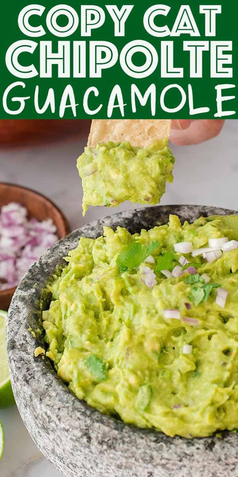 Picky Vegan Recipes, Best Guacamole Recipe Easy, Quamolie Dip, Avacodo Recipe Dip, Chipotle Copycat Pico De Galo, Guacamole Recipe Chipotle, Side Dishes Party, Chipotle Guac, Guacamole And Chips