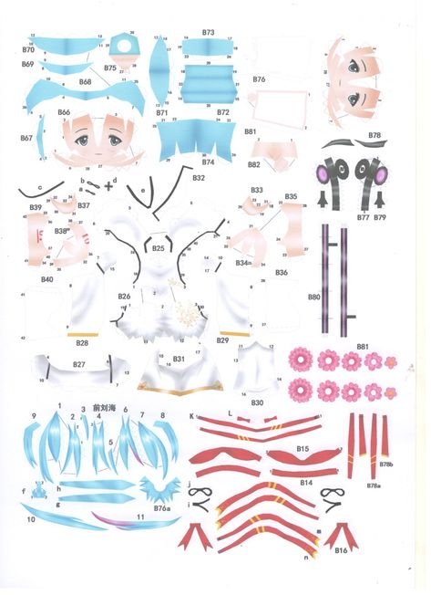 Paper Figure Template Miku, Paper Figures Papercraft, Miku Papercraft Template, Anime Papercraft Templates, Paper Figures Anime, Vocaloid Papercraft, Paper Figure Template, Miku Papercraft, Moving Dolls