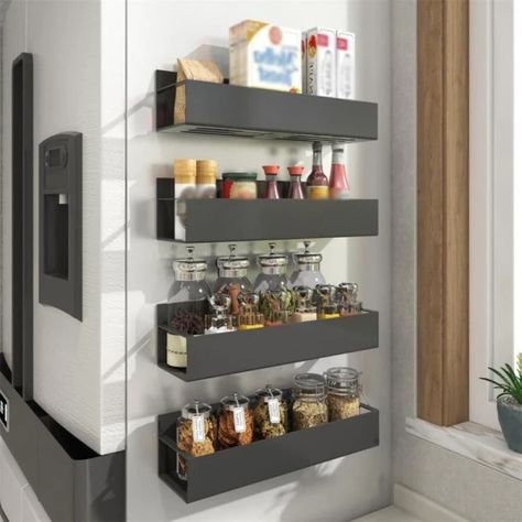 Just found this amazing item on AliExpress. Check it out! $10.65 | Magnetic Fridge Shelf Spice Storage Rack Black Iron Space Saving For Cabinet On The Side Of Refrigerator Kitchen Organizer Shelf Magnetic Spice, Retail Shelving, Refrigerator Storage, Spice Storage, Magnetic Shelves, Magnetic Spice Rack, Kitchen Shelves Organization, Seasoning Rack, Fridge Shelves