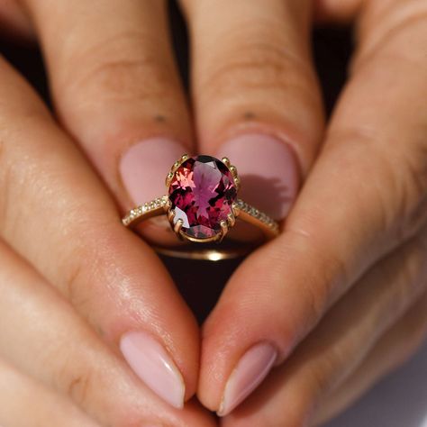 Excited to share the latest addition to my #etsy shop: Deep Pink Rubellite Tourmaline Engagement Ring/Unique Claw Set Designer Wedding Ring/Tourmaline Diamond Chunky Ring/14k Gold/Big Oval Ring https://etsy.me/3BH99FR #red #no #tourmaline #pink #women #gold #minimalist Rings Models, Gem Rings, Gold Ring Diamond, Tourmaline Engagement Ring, Tunnel Of Love, Everyday Jewellery, Rubellite Tourmaline, Pink Tourmaline Ring, Engagement Ring Unique