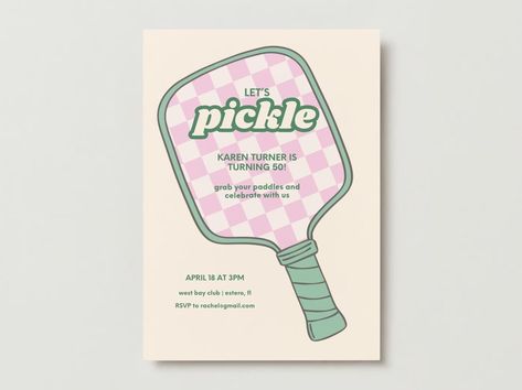 Pickleball Birthday Party Invitation, Editable Canva Template, Instant Download, Perfect for Pickle Ball Lovers and Pickle Enthusiasts by BendandSnapDesign on Etsy Pickle Ball Birthday Party, Pickleball Birthday, Pickleball Party, Ball Birthday Parties, Party Vibe, Ball Birthday, Pickle Ball, Digital Templates, Invite Friends