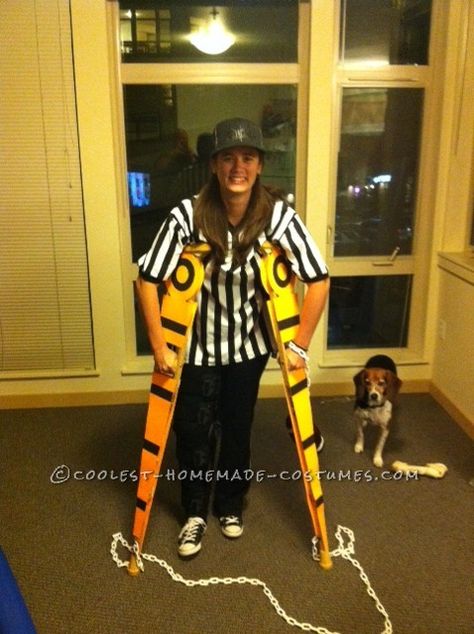 About a month before Halloween I had to have knee surgery so I had to have crutches for my Halloween costume and had to get a little creative. I decided to be the referees on the side line that measure the 10 yards for the downs. I turned my crutches into the polls and even ... Read more The post Creative Football Referee Costume with “Measuring” Crutches appeared first on Coolest Homemade Costumes. Referee Costume, Football Referee, My Halloween Costume, Homemade Costumes, Scary Costumes, Knee Surgery, Halloween This Year, Broken Leg, Crutches