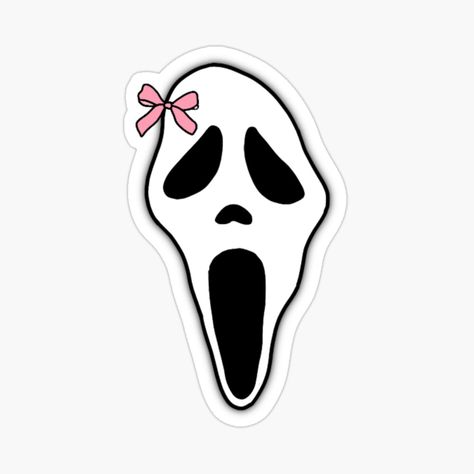 Get my art printed on awesome products. Support me at Redbubble #RBandME: https://www.redbubble.com/i/sticker/Ghostface-Scream-Bow-by-ameliasdesiign/165123231.EJUG5?asc=u Ghost Face Sticker, Bow Sticker, Ghostface Scream, Macbook Stickers, Ghost Face, Face Stickers, Ghost Faces, Pumpkin Carving, Scream