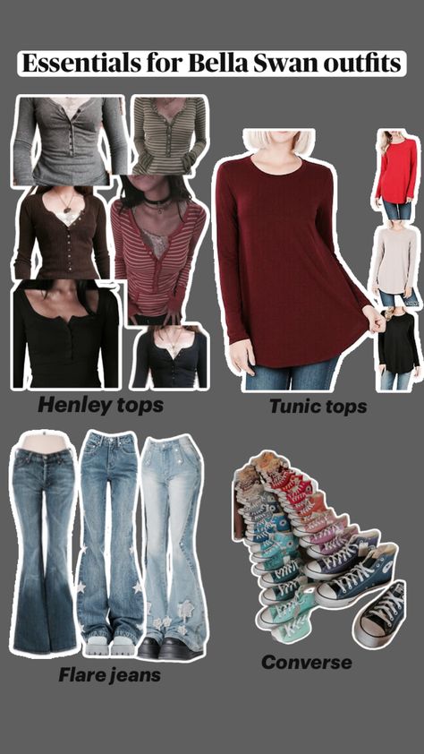 Essentials for the Bella Swan aesthetic! 2000s Punk Fashion, Bella Swan Aesthetic, Swan Aesthetic, Twilight Outfits, 2000s Punk, Town Outfits, Downtown Outfits, Clothes And Shoes, Bella Swan