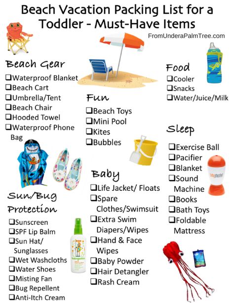 Beach Vacation Packing List for a Toddler < From Under a Palm Tree Packing Vacation, Toddler Packing List, Beach Checklist, Toddler Vacation, Beach Trip Packing, Travel Binder, Beach Vacation Packing, Florida Beaches Vacation, Adveture Time