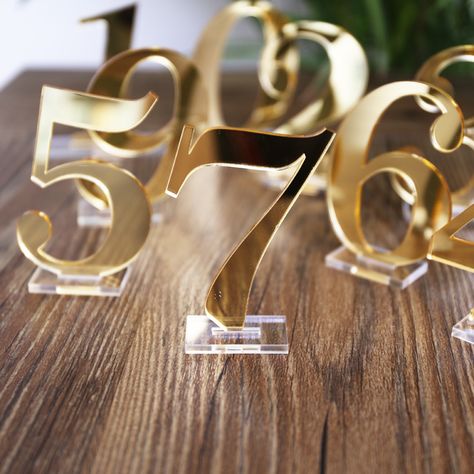 Silver Wedding Decor, Gold Table Number, Table Numbers For Wedding, Table Numbers Wedding Diy, Table Number Signs, Wedding Table Number Signs, Silver Wedding Decorations, Acrylic Table Numbers, Decor For Wedding