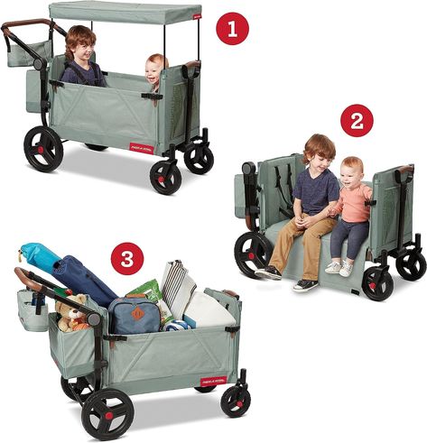 Radio Flyer Atlas Stroll N Wagon, Folding Wagon for 1+ Years - Sage #Ad as an Amazon Associate I earn on qualifying purchases #wagon #stroller #foldingwagon #cart #storage #topcover #kids #toddlers #seat #beach #pool #park Wagon Photoshoot, Stroller Wagon Hacks, Wonderfold Wagon Infant Hack, Wonder Fold Wagon, Wagon Stroller, Best Wagons, Farm Wagons Hansen Wheel & Wagon Shop, Kids Wagon, Radio Flyer Wagons