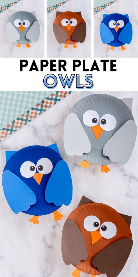 Owl Crafts Preschool, Diy Fall Wreaths, 1st Grade Crafts, September Crafts, Paper Plate Crafts For Kids, Owl Kids, Paper Owls, Summer Crafts For Kids, Owl Crafts