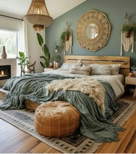 Decor Ideas Bedroom, Bedroom Decor Cozy, Redecorate Bedroom, Bedroom Refresh, Bedroom Green, Master Bedrooms Decor, Bedroom Decoration, Room Inspiration Bedroom, Boho Bedroom