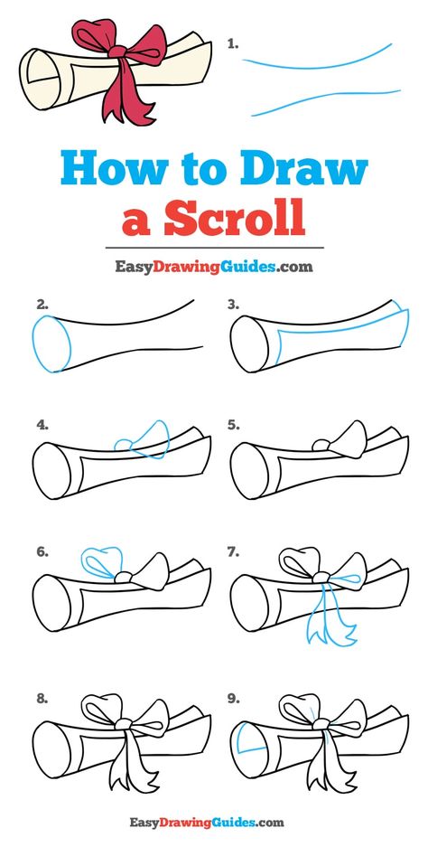 Learn How to Draw a Scroll: Easy Step-by-Step Drawing Tutorial for Kids and Beginners. #Scroll #DrawingTutorial #EasyDrawing See the full tutorial at https://easydrawingguides.com/how-to-draw-a-scroll/. Scroll Drawing, Easy Drawing Guides, Doodle Art For Beginners, Drawing Guides, Easy Drawing Tutorial, Drawing Tutorials For Kids, Sketch Notes, Drawing Tutorial Easy, Bullet Journal Doodles