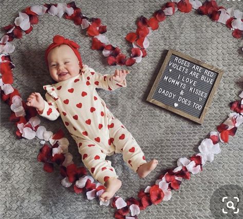 Baby Pictures For Valentines Day, Baby Photo Valentines Day, One Month Valentines Day Baby, Valentines Baby Milestone, Valentine’s Day Baby Milestone, Valentines Diy Baby Photoshoot, Diy Valentines Photoshoot Baby, 1 Month Old Baby Pictures Valentines, Newborn Valentines Photoshoot At Home