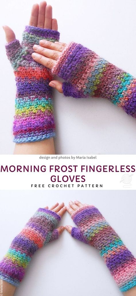 Fingerless Mittens Crochet, Crochet Fingerless Gloves Free Pattern, Crocheted Accessories, Crochet Hand Warmers, Morning Frost, Crochet Mitts, Crochet Wrist Warmers, Thread Crafts, Crochet Mittens Pattern