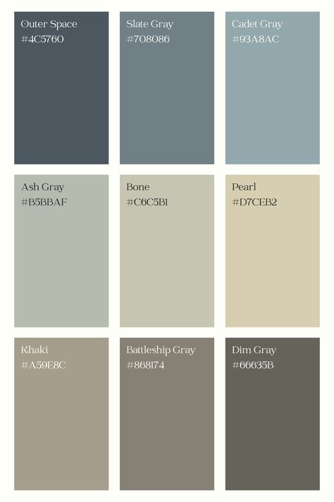 neutral toned color palette by Mrs. Ivory. #ColorPalettes #ColourPalettes #BlueColorPalette #NeutralColorPalette #ColorDesign #GraphicDesign Colour Palette Cool Tones, Aluminum Color Palette, White And Gray Color Palette, Taupe Blue Color Palette, Blue Grey White Brown Color Palette, Neutral Color Palette For Office, Earth Tone House Colors, Sherwin Williams Paint Color Palettes, Minimalist Neutral Color Palette