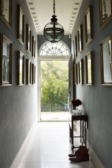 A west London house by Max Rollitt with Soanean elements | House & Garden Hallway Colour Schemes, Max Rollitt, House Hallway, Grey Hallway, Hallway Colours, Georgian Interiors, Green Hallway, Georgian House, Design Hallway