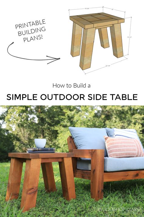 Pressure Treated Wood Projects, Diy Wood Side Table Outdoor, Outdoor End Tables Diy, Patio End Table Diy, Outdoor Side Table Diy 2x4, Outdoor Side Table Diy, Diy Wood Side Table, Cedar End Tables Diy, Table Building Plans