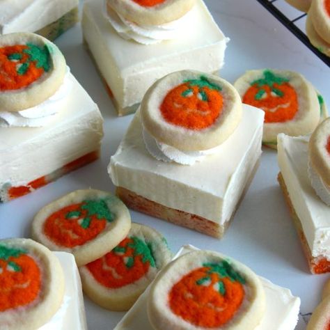 Halloween Pillsbury Cookie Cheesecake Bars Squeaky Mixer, Pillsbury Halloween Cookies, Cookie Cheesecake Bars, Ghost Sugar Cookies, Sugar Cookie Cheesecake, Pillsbury Cookies, Pillsbury Sugar Cookies, Cookie Cheesecake, Sugar Cookie Crust