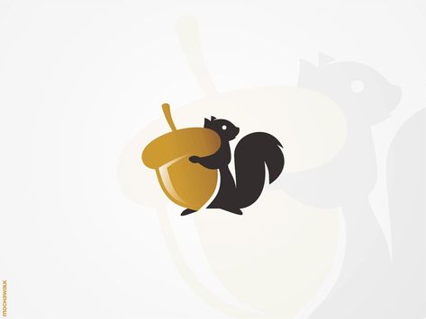 Squirrel and Big Acorn by Mochamad Arief on Dribbble Dessert Logo, Forest Cafe, Sewing Logo, Don Pedro, Owl Logo, Flying Squirrel, Geometric Design Art, Logo Illustration, Rodents