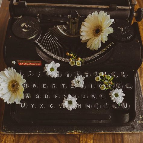 One thing i want to tell you with this photo is: writing is creating life. Not biological life of corse - but created stories with all… Forest Wallpaper Aesthetic, Aesthetic Typewriter, Fairy Academia, Academia Aesthetics, German Girl, Book Writer, Forest Wallpaper, Vintage Typewriters, New Backgrounds