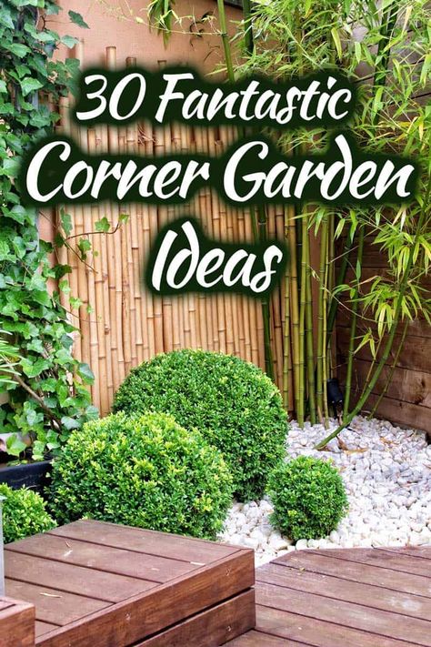 Corner Landscaping, Corner Garden Ideas, Garden Ideas Uk, Shade Garden Design, Landscaping Inspiration, Corner Garden, Bamboo Garden, Fence Landscaping, Creative Gardening