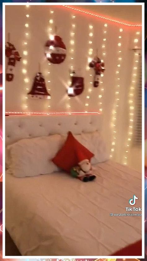 Christmas Room Aesthetic - Found what you love? - Shop for the collection today, Click for more latest inspirations. Christmas Bedroom Asthetics, Christmas Bedroom Videos, Christmas Decoration Bedroom Ideas, Ideas To Decorate Your Room For Christmas, Winter Room Aesthetic Bedroom, Room Decor Ideas Christmas, Christmas Crafts For Room Decor, Chrismass Decore Ideas For Bedroom, Xmas Decorations Bedroom