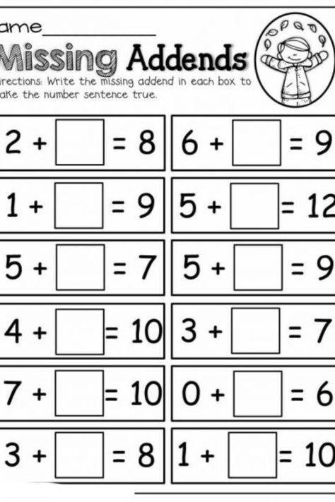 Missing Number Worksheets, Missing Addends, Missing Addend, Alphabet Recognition, Learning Mathematics, Dolch Sight Words, 1st Grade Math Worksheets, Solving Problems, Sight Word Worksheets