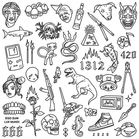 Acab Tattoo, Stick Poke Tattoo, 심플한 그림, Sharpie Tattoos, Flash Tattoo Designs, Tattoo Flash Sheet, Doodle Tattoo, Cool Small Tattoos, Tattoo Flash Art